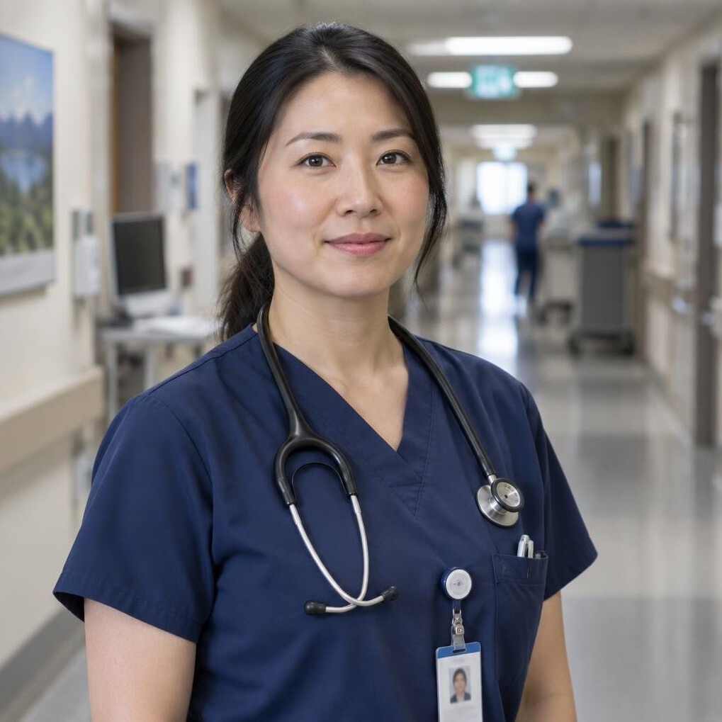 Portrait of a nurse in hospital scrubs